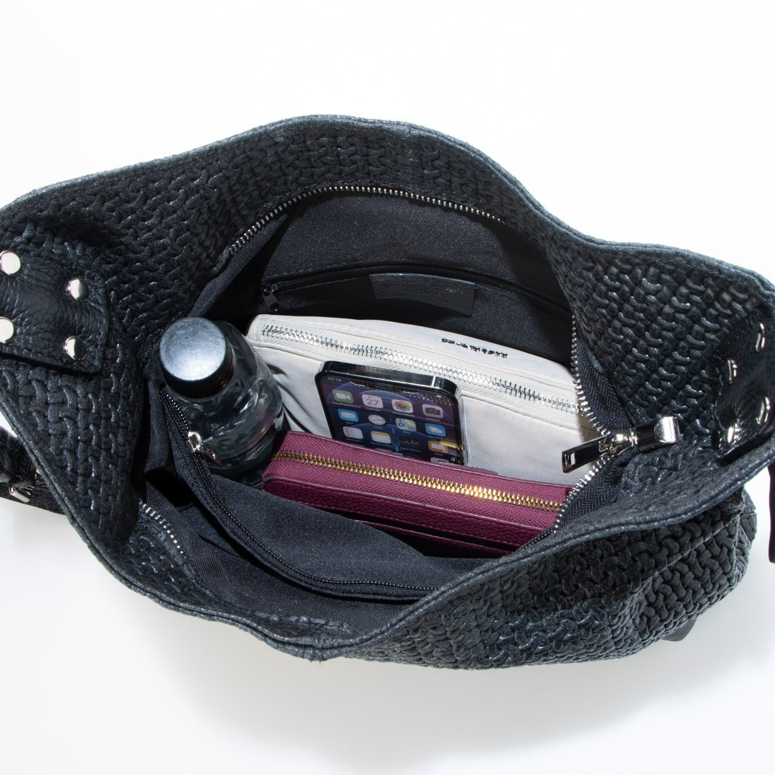 モードフルーレ MODE FOURRURE イタリアンカーフメッシュ型押しワンショルダーバッグ