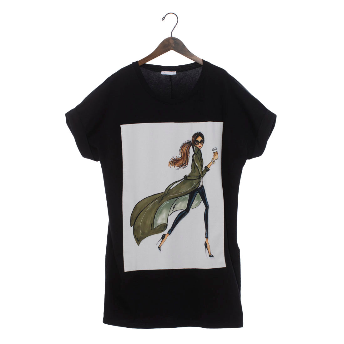 モードフルーレ MODE FOURRURE イタリア製ロングTシャツ （コーヒーガール） コーヒーガール