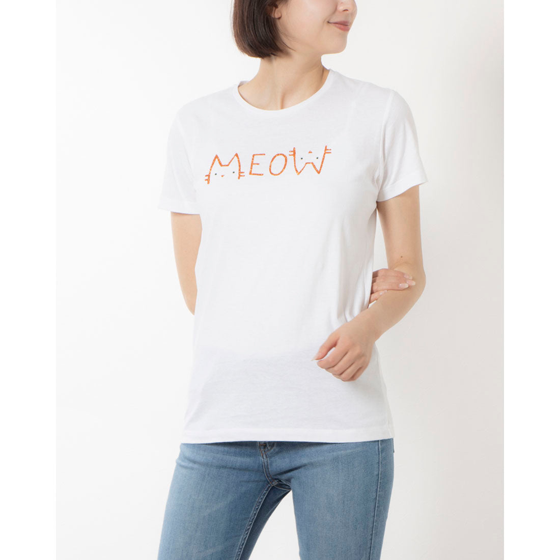 モードフルーレ MODE FOURRURE イタリア製コットンTシャツ,ネコ