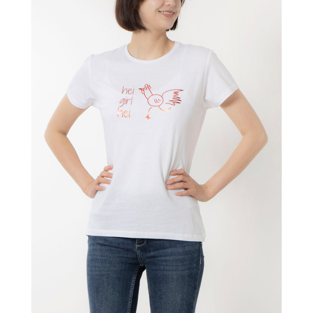 モードフルーレ MODE FOURRURE イタリア製コットンTシャツ,ニワトリ
