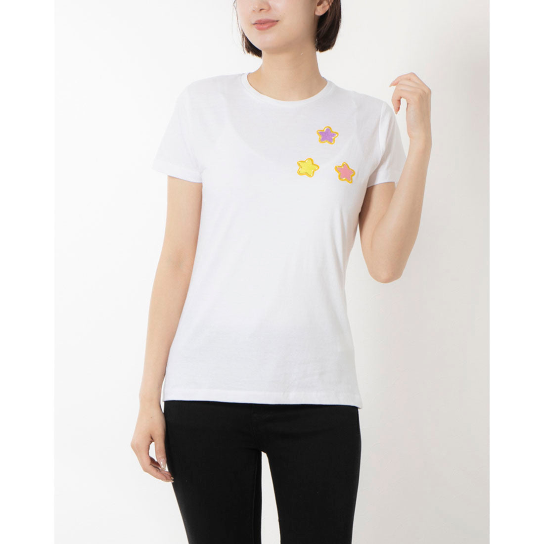 モードフルーレ MODE FOURRURE イタリア製コットンTシャツ,カラフルスター