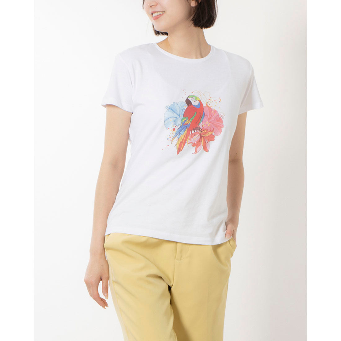 モードフルーレ MODE FOURRURE イタリア製コットンTシャツ,オウム