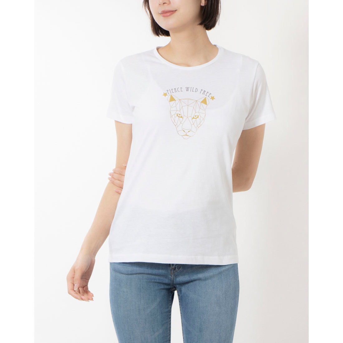 モードフルーレ MODE FOURRURE イタリア製コットンTシャツ,ライオン