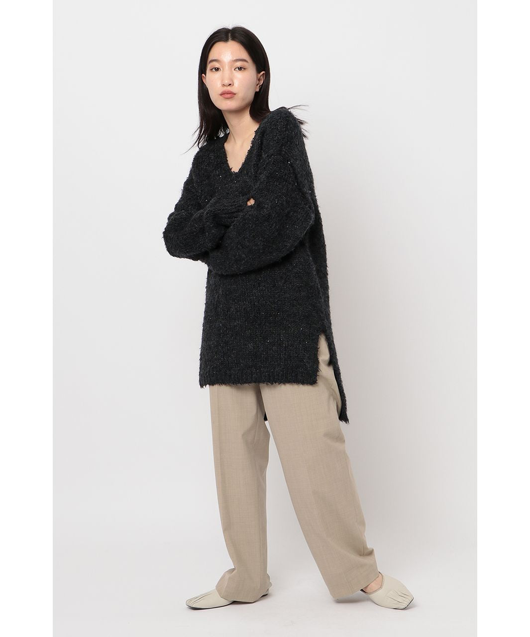 エトレトウキョウ ETRE' TOKYO ウールカシミヤスパンコールニット （CHARCOAL） CHARCOAL