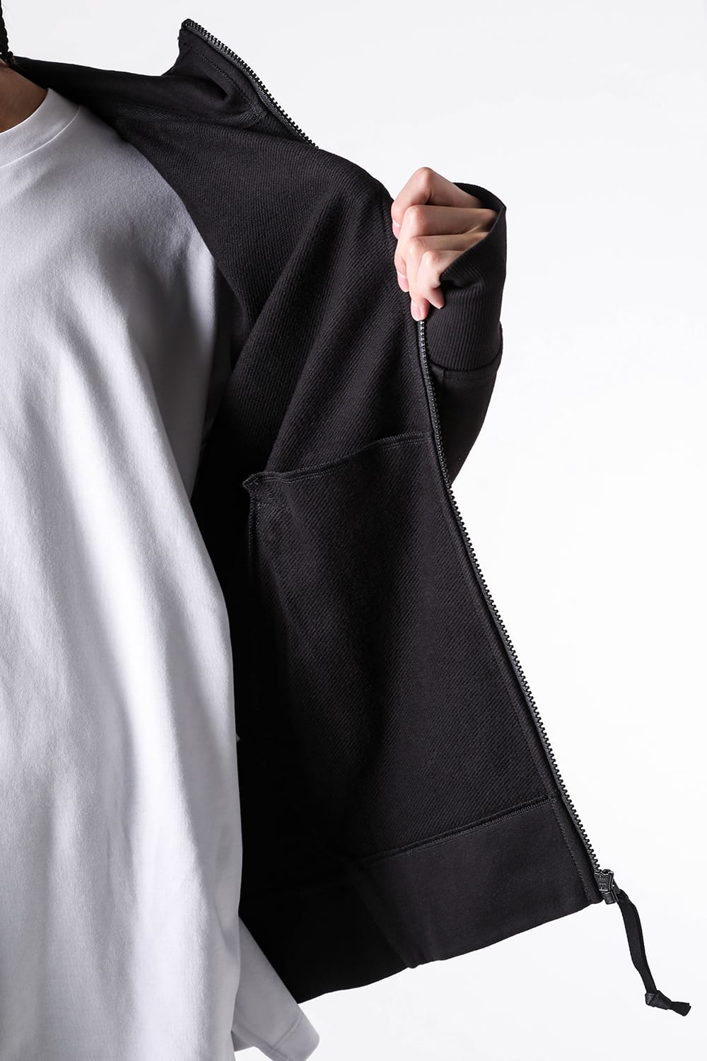 シーピーカンパニー C.P. COMPANY SWSHRT HDD OPEN IN DIAG RSD FLC （BLACK） BLACK