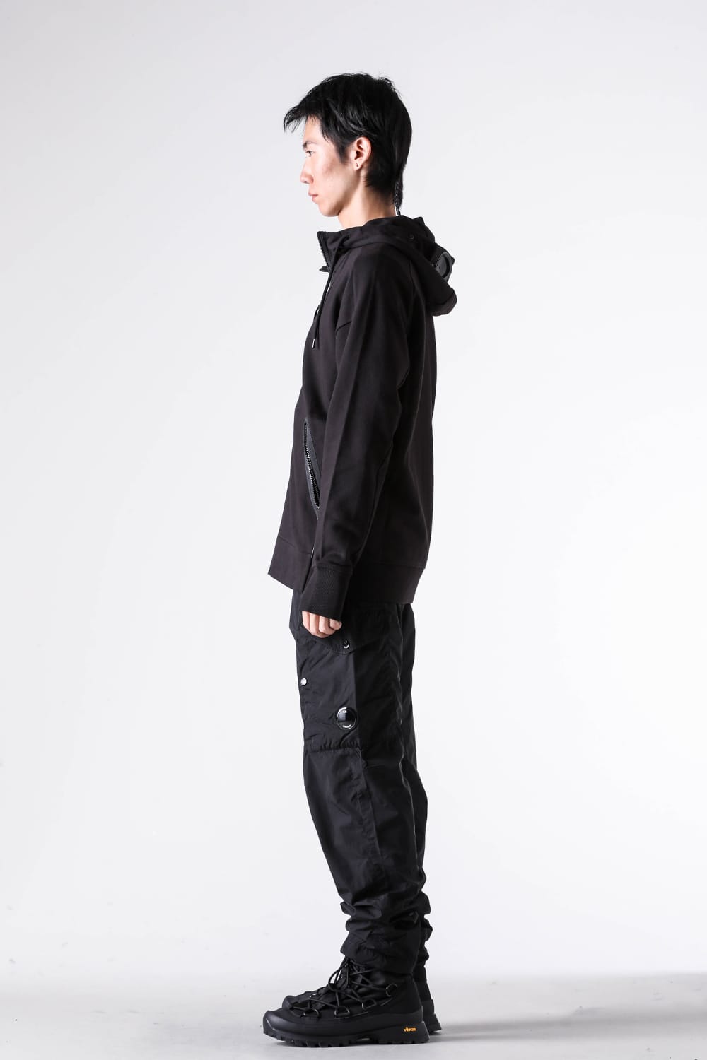 シーピーカンパニー C.P. COMPANY SWSHRT HDD OPEN IN DIAG RSD FLC （BLACK） BLACK