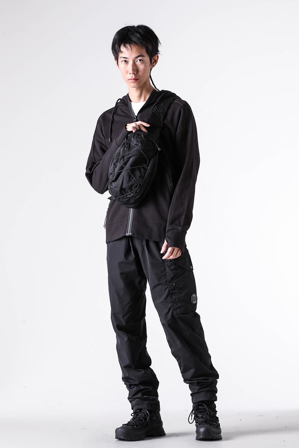シーピーカンパニー C.P. COMPANY SWSHRT HDD OPEN IN DIAG RSD FLC （BLACK） BLACK