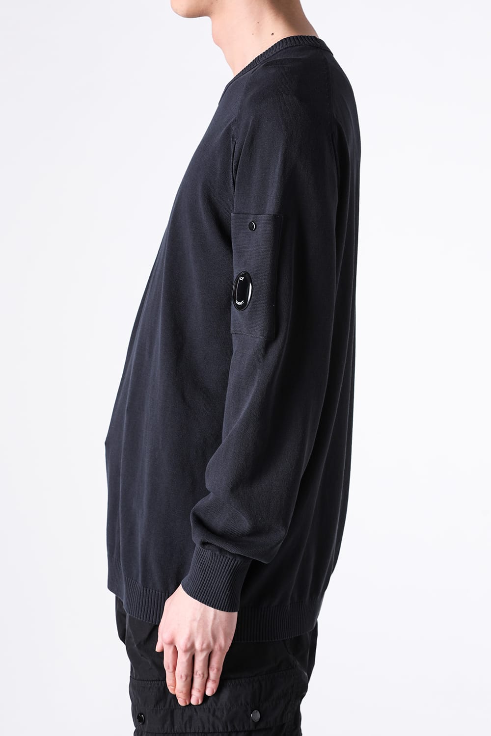 シーピーカンパニー C.P. COMPANY TN Crepe Crewneck Lens Sweater （Black） Black