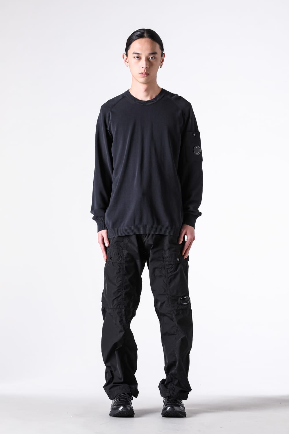 シーピーカンパニー C.P. COMPANY TN Crepe Crewneck Lens Sweater （Black） Black