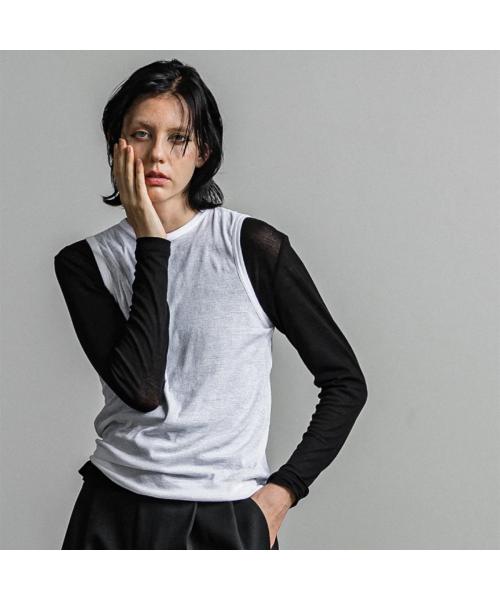 イーハトーブ IHATOV IHATOV 2枚組カットソー Sheer layered Tshirt IH07-7P-82208 （BLACK/ブラック） BLACK/ブラック
