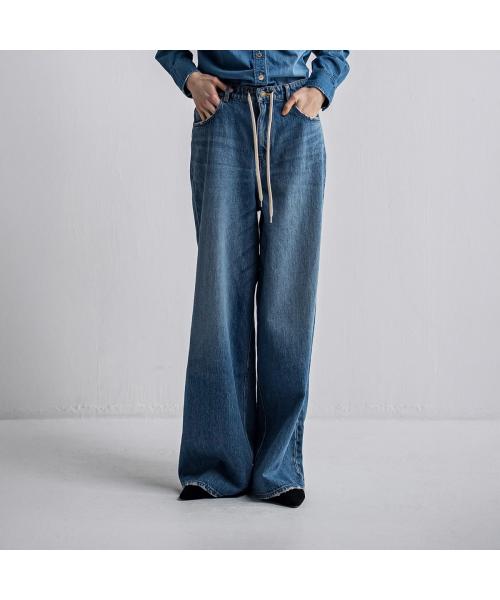 イーハトーブ IHATOV IHATOV デニムパンツ Drawstring waist wide leg jeans （BLUE/ブルー） BLUE/ブルー