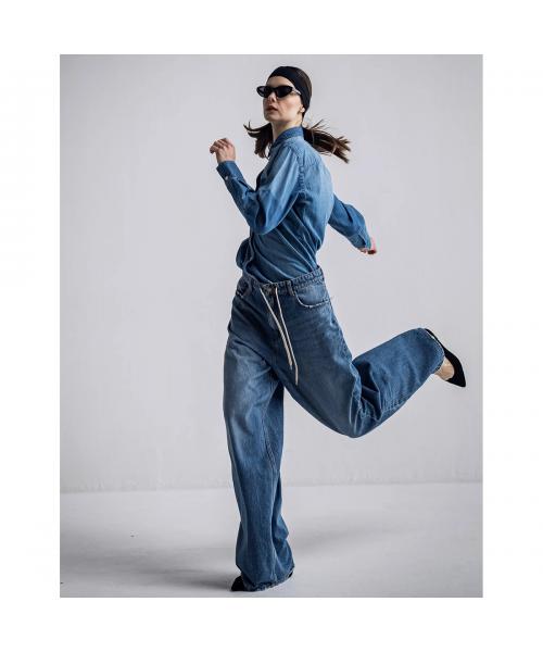 イーハトーブ IHATOV IHATOV デニムパンツ Drawstring waist wide leg jeans （BLUE/ブルー） BLUE/ブルー