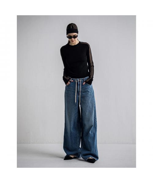 イーハトーブ IHATOV IHATOV デニムパンツ Drawstring waist wide leg jeans （BLUE/ブルー） BLUE/ブルー