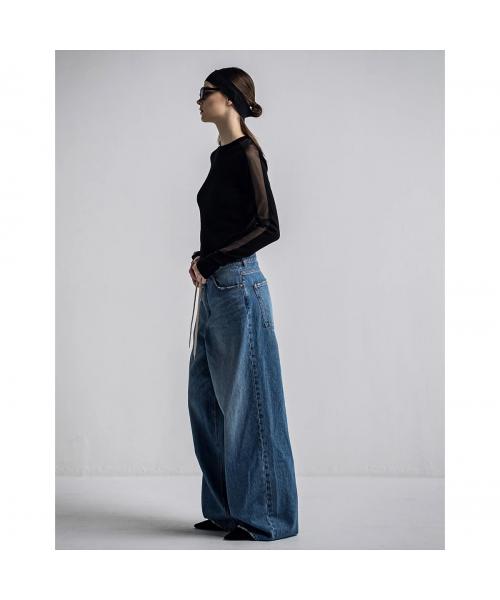 イーハトーブ IHATOV IHATOV デニムパンツ Drawstring waist wide leg jeans （BLUE/ブルー） BLUE/ブルー