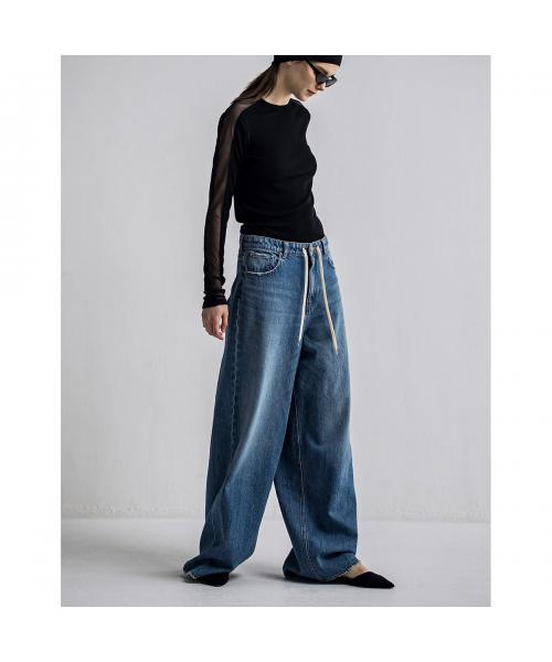 イーハトーブ IHATOV IHATOV デニムパンツ Drawstring waist wide leg jeans （BLUE/ブルー） BLUE/ブルー