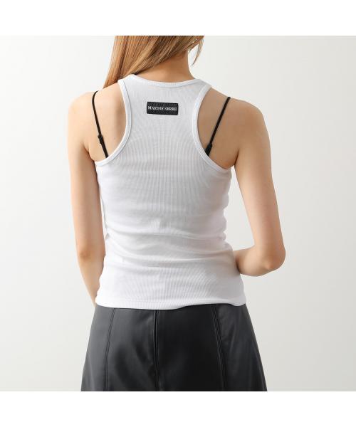 マリーンセル　ホワイト タンクトップ MARINE SERRE Marine Serre Tank Top ORGANIC COTTON RIB TANK TOP