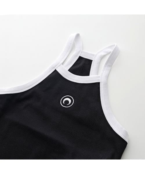 MARINE SERRE Marine Serre One-Piece Organic Cotton Rib 2X2 Flared Dress