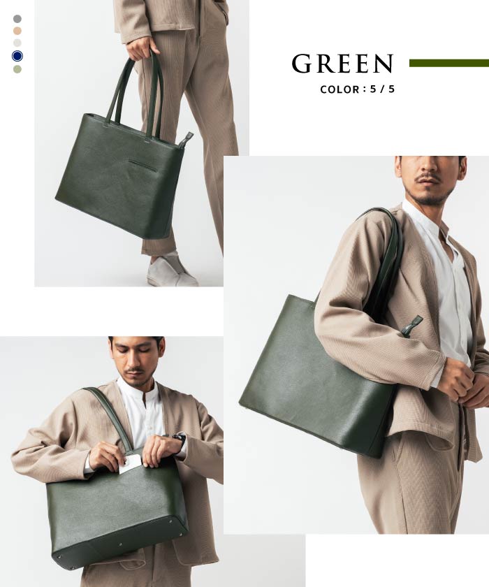 MURA シュリンクレザー シンプル スマホポケット トートバッグ