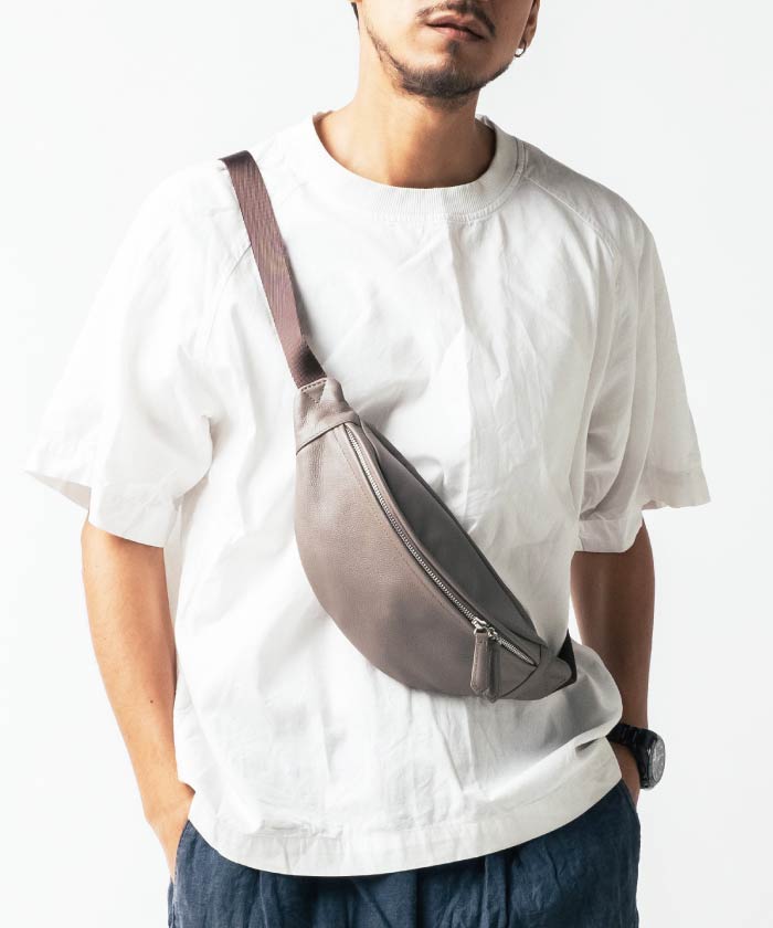 MURA Cowhide leather YKK Zipper Body Bag Waist Pouch