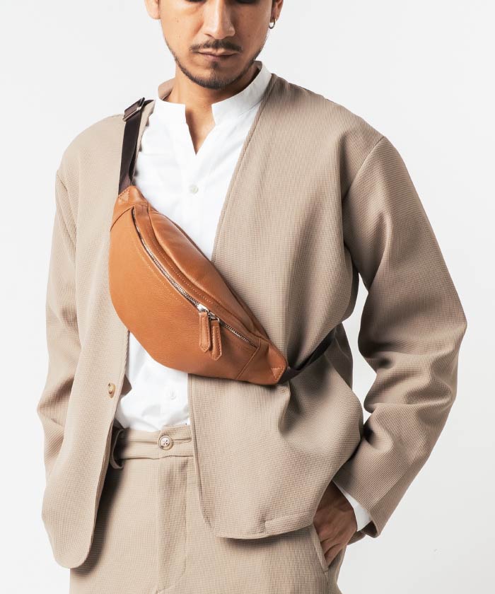 MURA Cowhide leather YKK Zipper Body Bag Waist Pouch