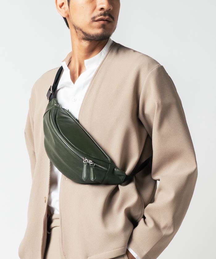 MURA Cowhide leather YKK Zipper Body Bag Waist Pouch