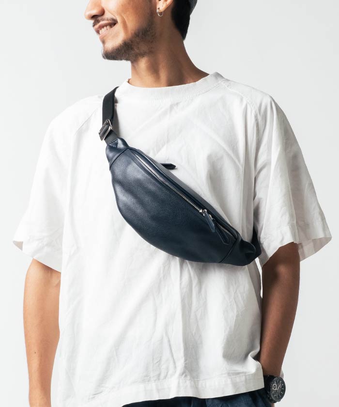 MURA Cowhide leather YKK Zipper Body Bag Waist Pouch