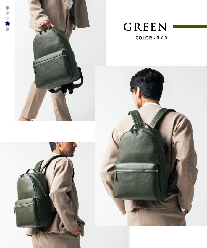 MURA Shrink Leather Double Zipper Backpack