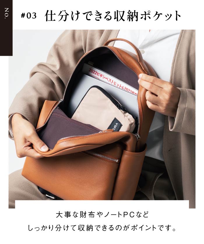 MURA Shrink Leather Double Zipper Backpack