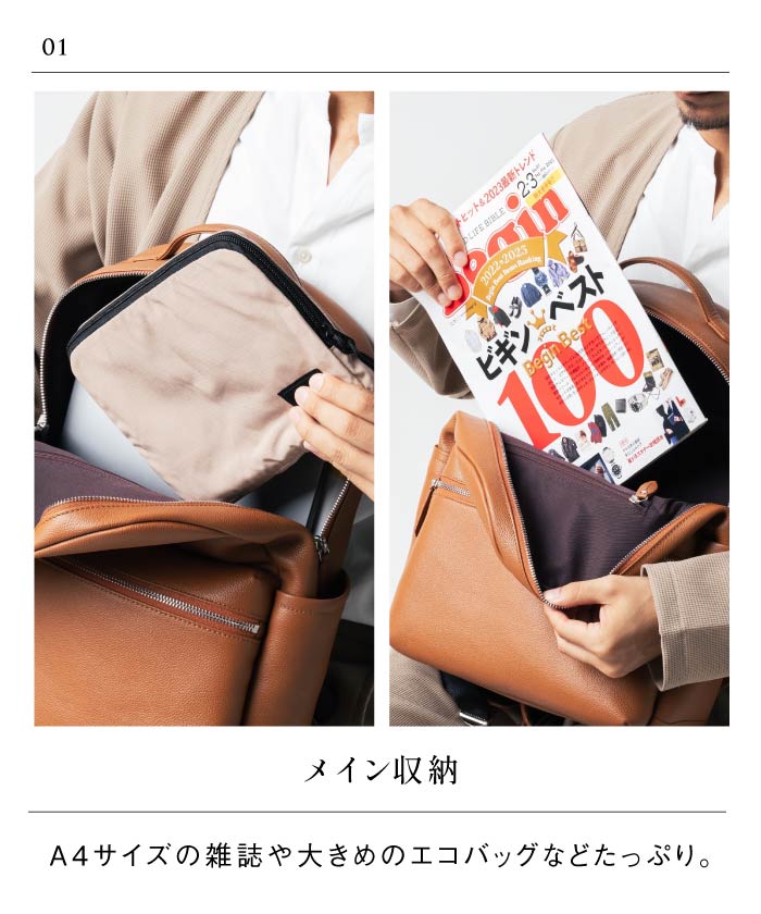MURA Shrink Leather Double Zipper Backpack