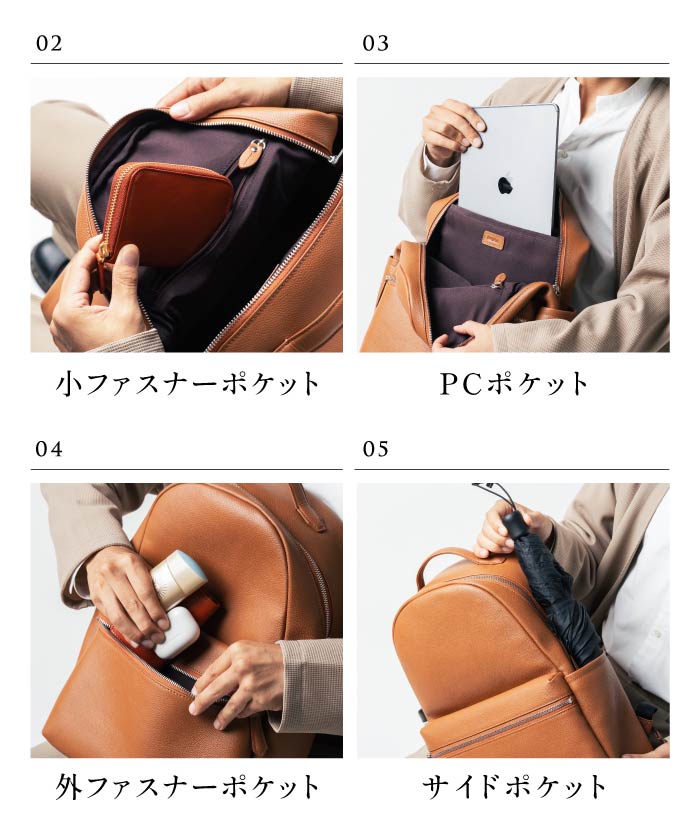 MURA Shrink Leather Double Zipper Backpack