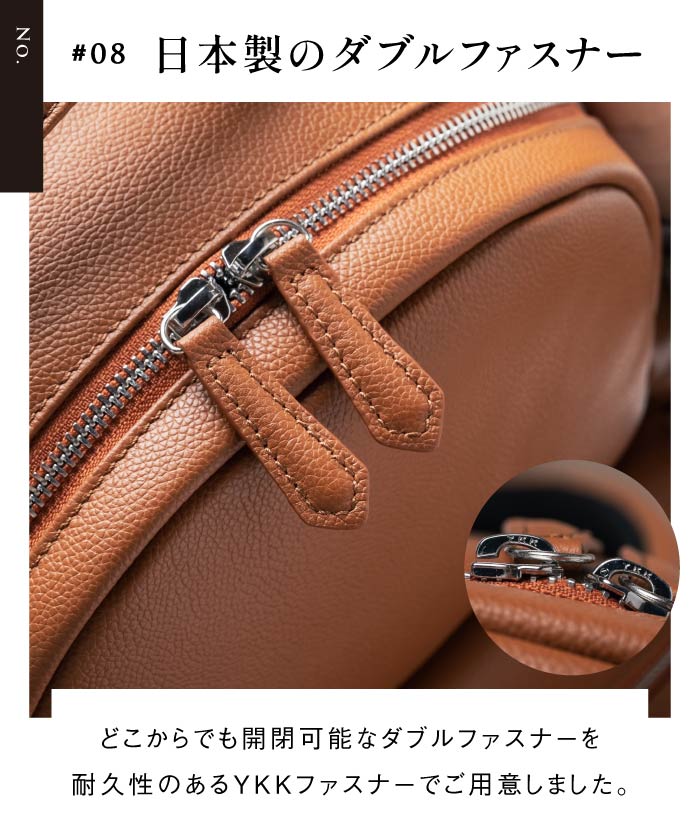 MURA Shrink Leather Double Zipper Backpack
