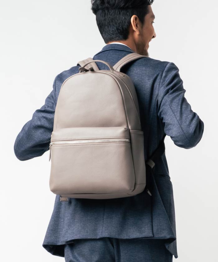 MURA Shrink Leather Double Zipper Backpack
