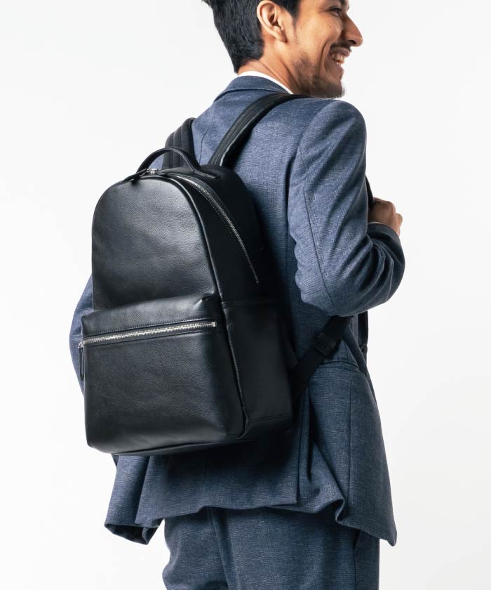 MURA Shrink Leather Double Zipper Backpack
