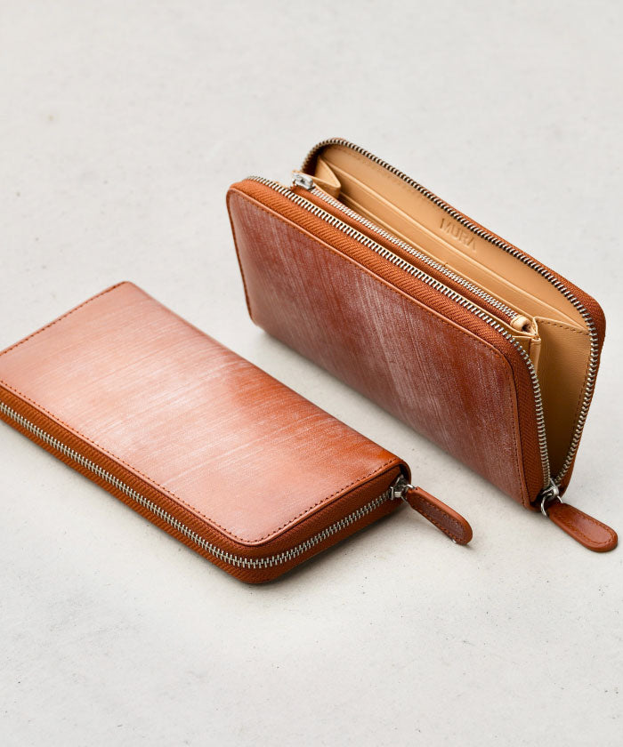 MURA Bridle Italian Leather YKK Round Zipper Anti-Skimming Long Wallet