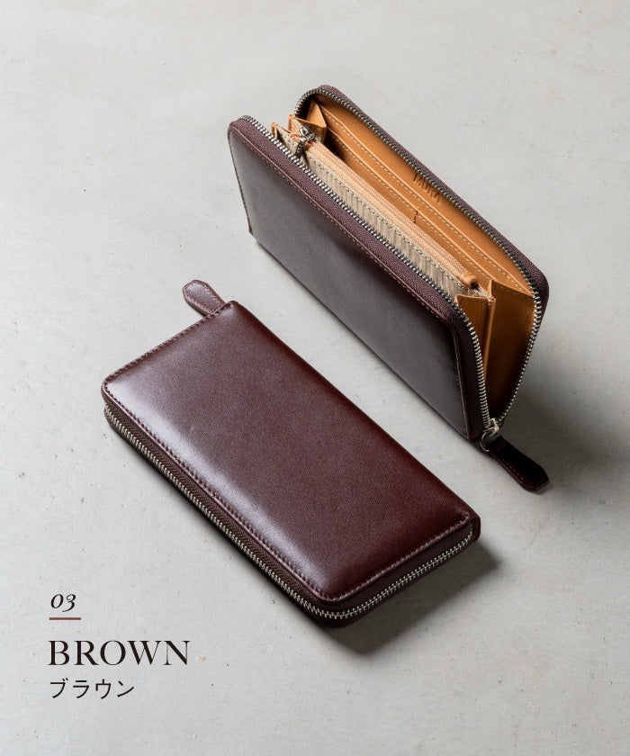 MURA 牛革 スキミング防止機能付き YKKラウンドファスナー 長財布