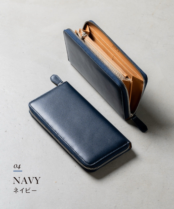 MURA 牛革 スキミング防止機能付き YKKラウンドファスナー 長財布