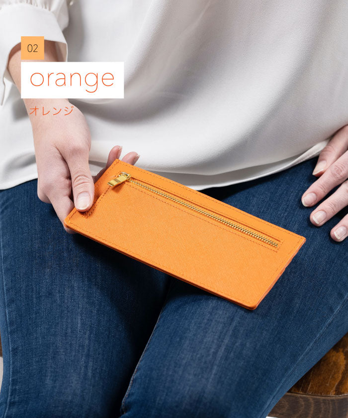 MURA Long Wallet for Women Slim Saffiano Leather Thin Genuine Leather RFID Skimming Prevention