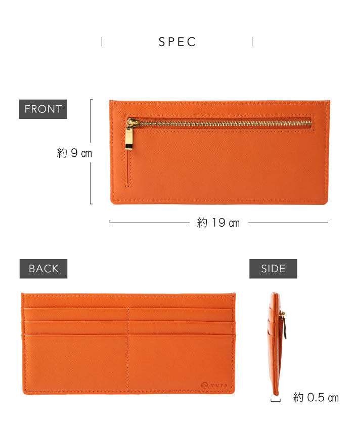 MURA Long Wallet for Women Slim Saffiano Leather Thin Genuine Leather RFID Skimming Prevention