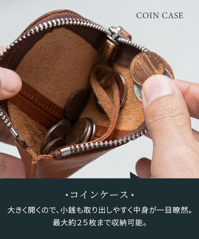MURA 牛本革 キーリング付き マルチ収納ケース
