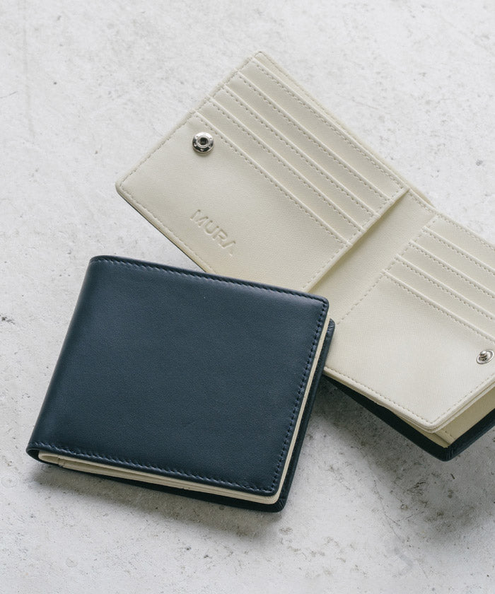MURA ムラ イタリアンレザー スキミング防止機能付き BOX型コイン収納 二つ折り財布