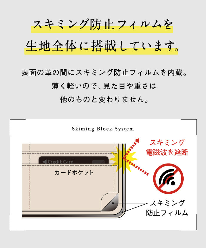 MURA ムラ イタリアンレザー スキミング防止機能付き BOX型コイン収納 二つ折り財布