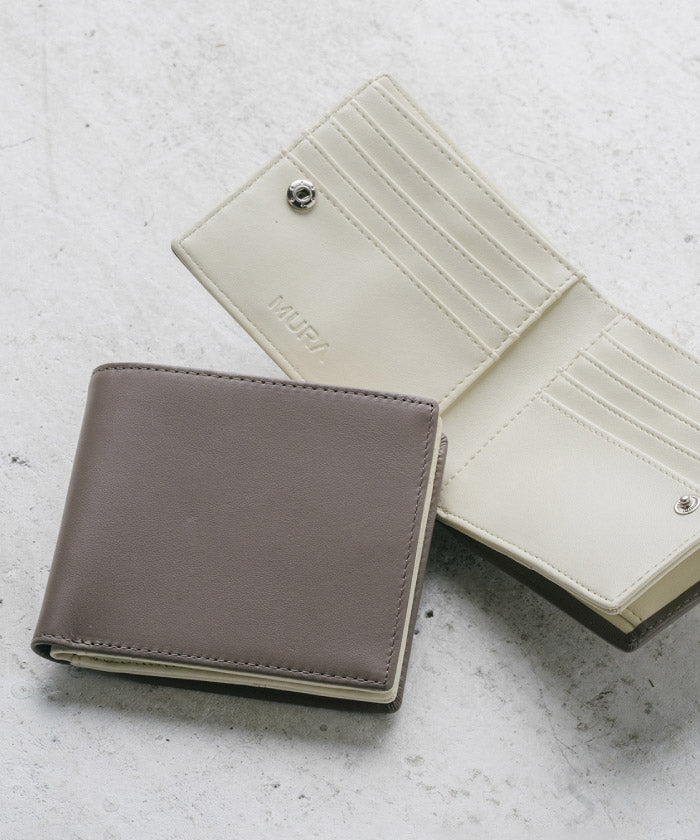 MURA ムラ イタリアンレザー スキミング防止機能付き BOX型コイン収納 二つ折り財布