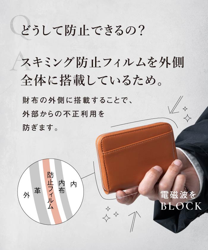 MURA ヴィーガンレザー スキミング防止 コンパクトミニ財布
