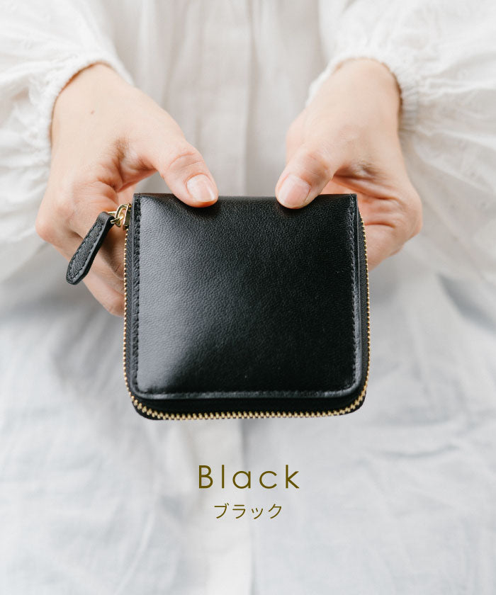 MURA 二つ折り財布 ファスナー 本革 やぎ革 レザー レディース 財布
