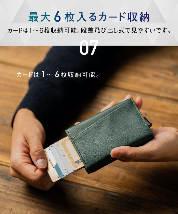 MURA RFIDスキミング防止機能付 レザー カーボン 三つ折り ミニ財布