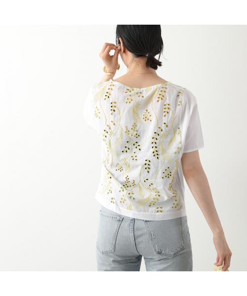 Oscalito オスカリート ブラウス 6750 レディース 半袖 刺繍 パンチング コットン フラワー 花柄 010 OSCALITO Oscalito オスカリート ブラウス 6750 レディース 半袖