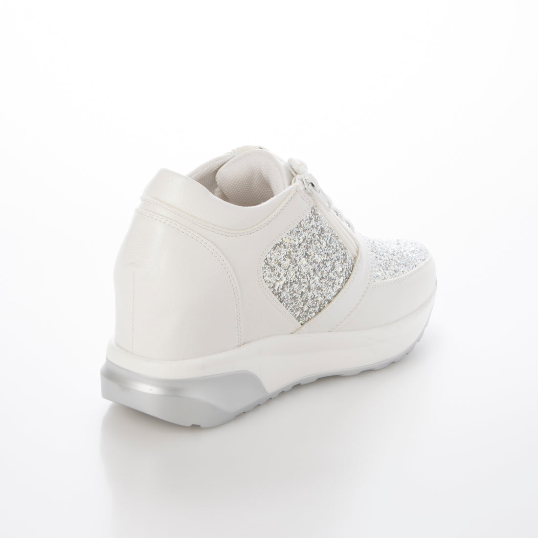 MUUM Glitter Lace-Up Side Zipper In-Heel Sneakers