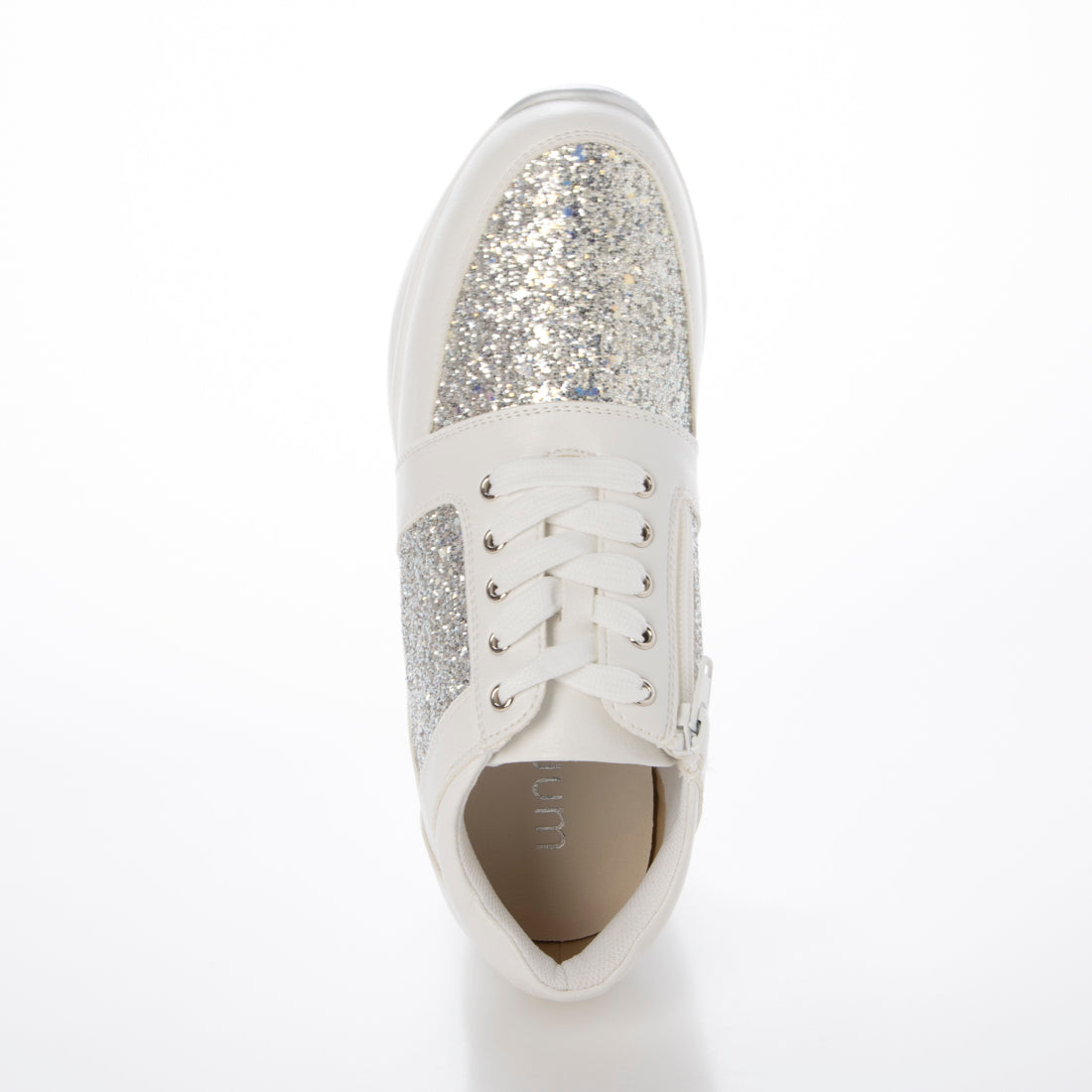 MUUM Glitter Lace-Up Side Zipper In-Heel Sneakers