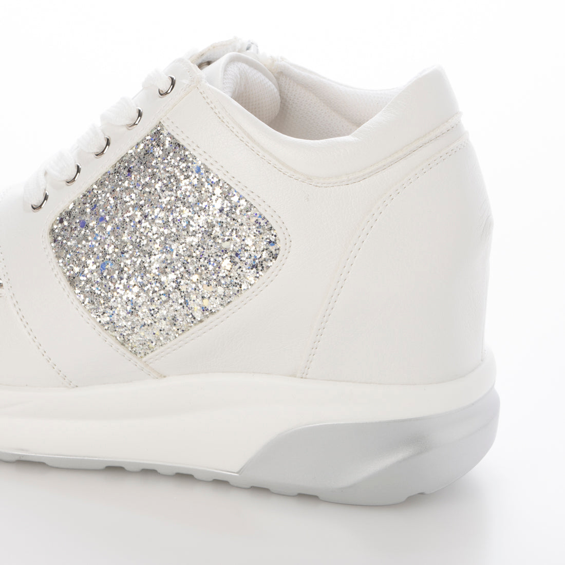 MUUM Glitter Lace-Up Side Zipper In-Heel Sneakers