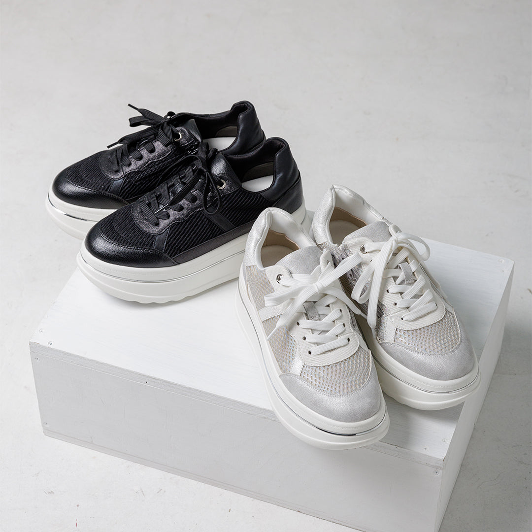 ムーム MUUM 厚底プラットフォームサイドファスナーレースアップスニーカー